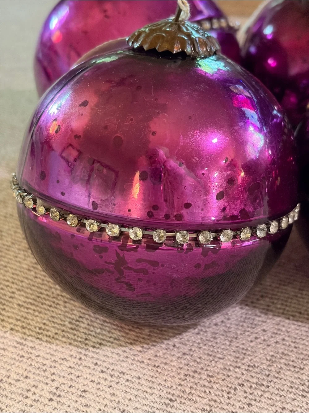 Vintage Christmas Mercury Glass Ornament LOT of 4 measures 4 inch